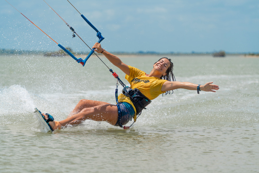 A young girl kitesurfing in beautiful Sri Lanka, Asia's leading adventure tourism destination