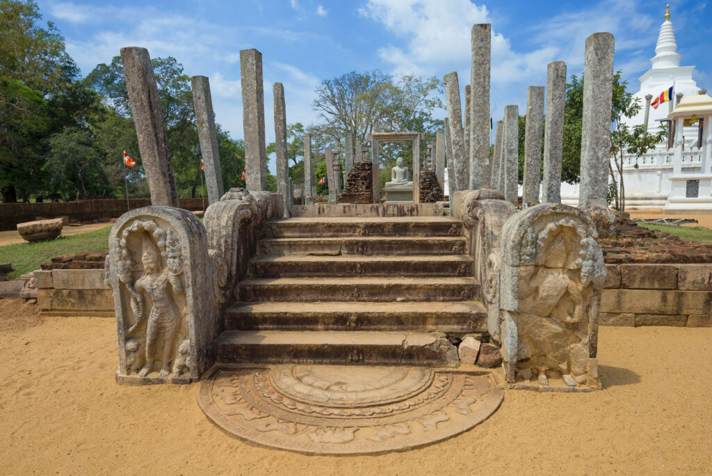 stone ruins of the Thuparama temple complex, one of the significant places to visit in Anuradhapura