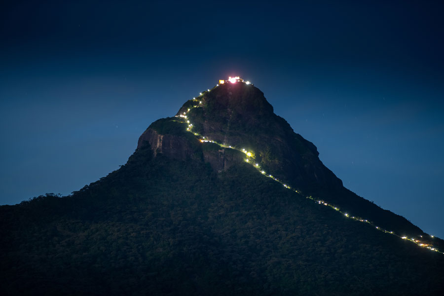 Mountain View of the Illuminated Adam's Peak