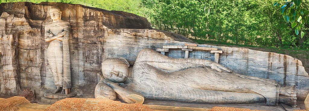 Statues at the Gal Vihara (Stone Temple) in Polonnaruwa