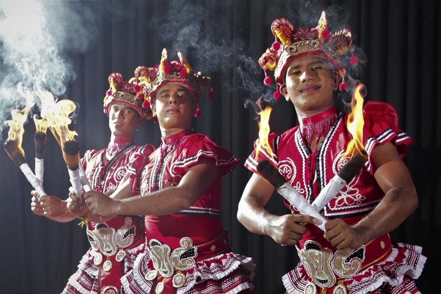 A Group of Low-Country Dances with fire torch in hand, Showing the Grandeur of the Dances of Sri Lanka