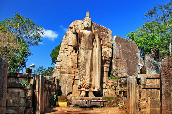 The Aukana statue of Lord Buddha made out of stone, located in Anuradhapura