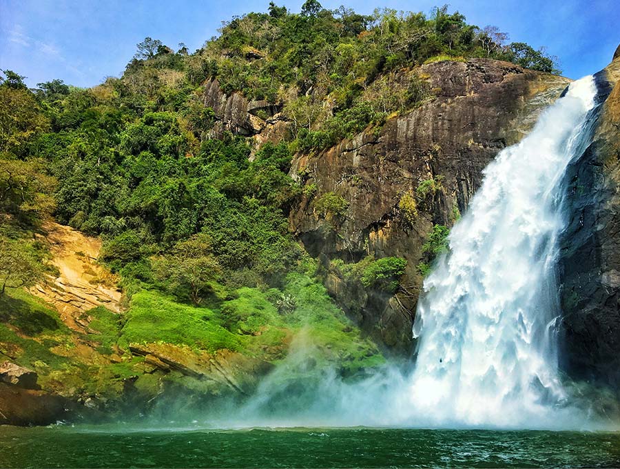 Dunhinda waterfall falling down over the rocky terrains at Badulla, the Wonderful Mountain Town in Sri Lanka