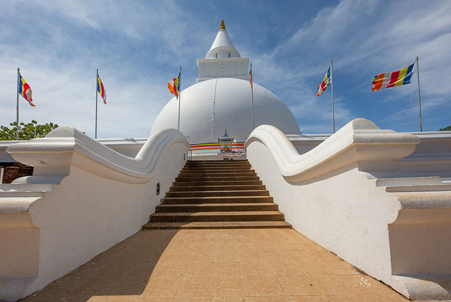 The white stupa of the Kirivehera, a temple in the Sacred City of Kataragama