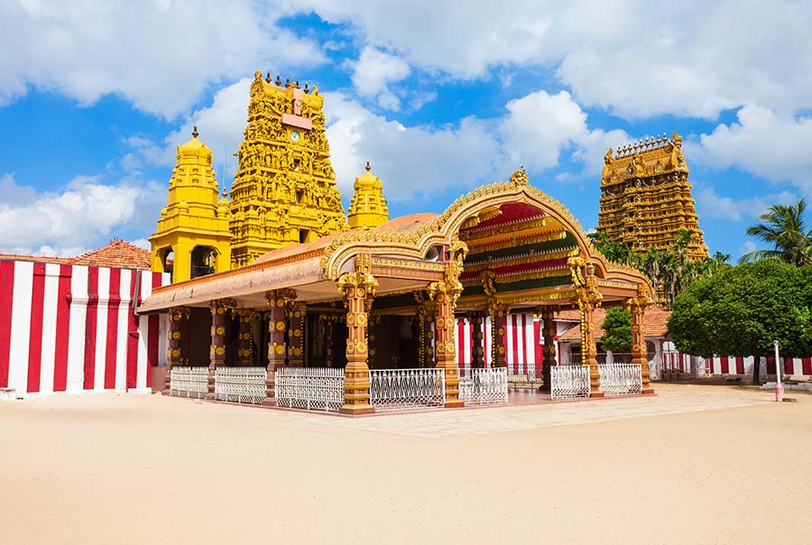 The special buildings of the Nallur Kandaswamy Hindu Temple, an Important Religious Attraction of Sri Lanka