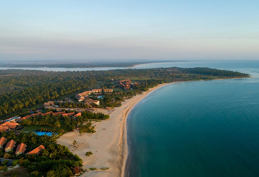 The sea and the beach of Passikudah in Sri Lanka