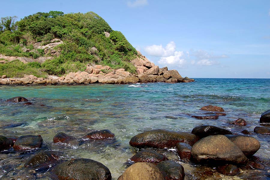 The rocky shores of the Wonderful Pigeon Island National Park
