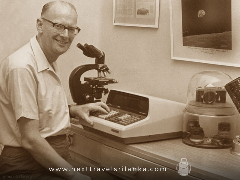 Arthur C Clarke, the Wonderful Sri Lankan Scientist, working with a scientific machine.