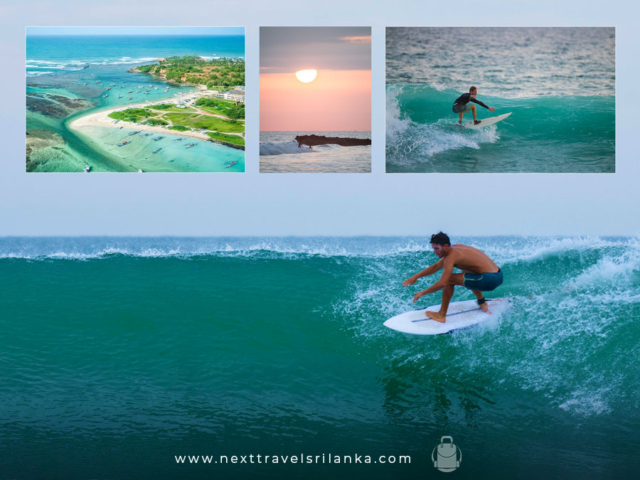 The aerial view, surfing images at Weligama: A Wonderful Holiday Destination on the Southern Coast of Sri Lanka