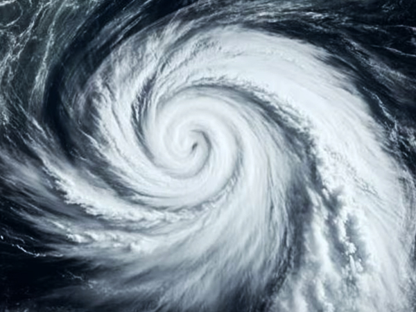 Atmospheric view of Cyclone Ditwah showing a swirling storm system.
